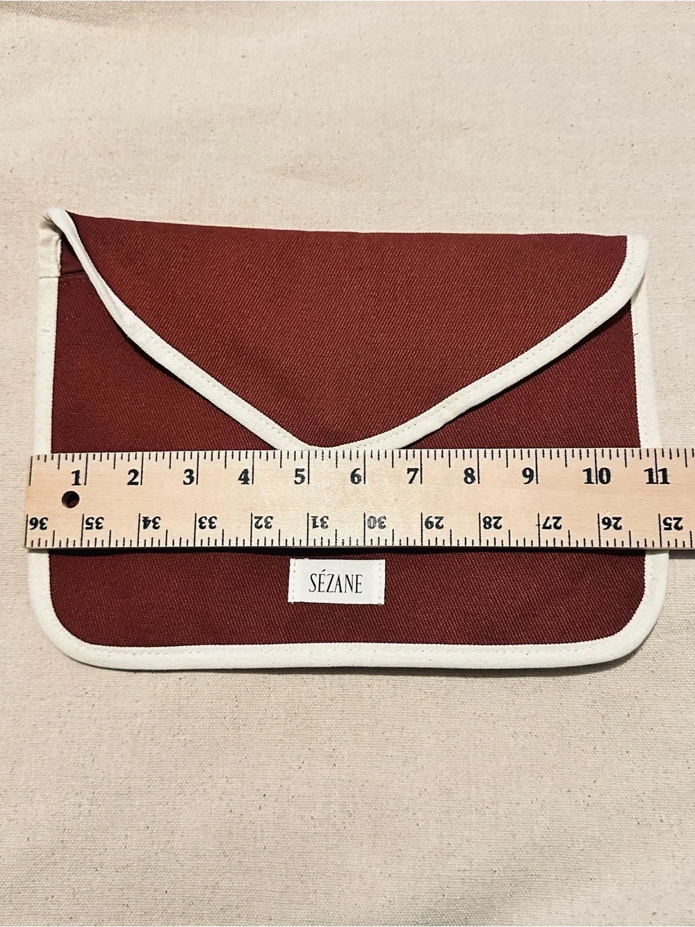 Sezane | Clutch/Pouch | Sezane Women's Rust Envelope Clutch with White Trim